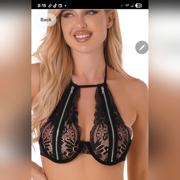 Other - Chic Black Lace Halter Bra
